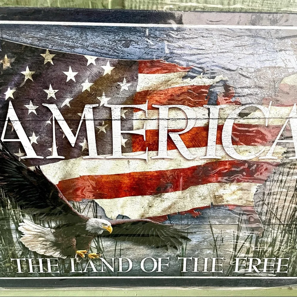 NEW America The Land Of The Free Metal Sign
